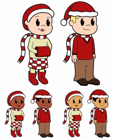 This is a set of children dressed and ready for christmas - they are all vector illustrations Foto de stock - Super Valor sin royalties y Suscripción, Código: 400-04660555