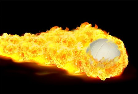 White Volley ball in flames on black background Stock Photo - Budget Royalty-Free & Subscription, Code: 400-04660591