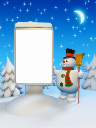 sellingpix (artist) - Copyspace lightbox and snowman Stock Photo - Budget Royalty-Free & Subscription, Code: 400-04660737