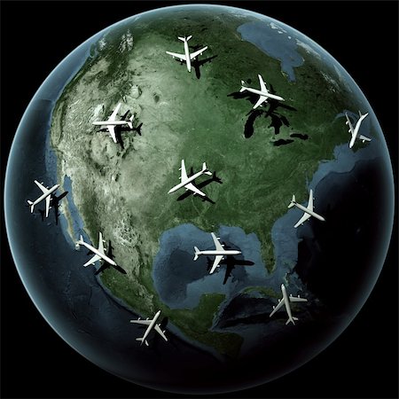 3d rendering of planes over North america Stock Photo - Budget Royalty-Free & Subscription, Code: 400-04661073
