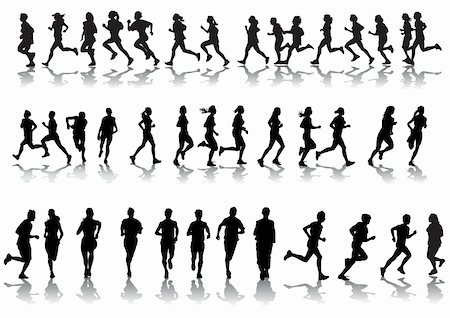 Vector drawing running athletes. Silhouettes on white background Stock Photo - Budget Royalty-Free & Subscription, Code: 400-04661264