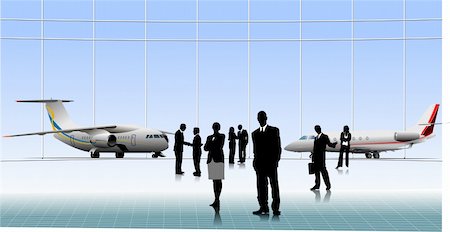 people airports silhouettes - Airport scene . Vector illustration for designers Stock Photo - Budget Royalty-Free & Subscription, Code: 400-04661309