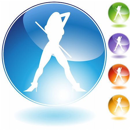 simsearch:400-04849066,k - Female cane dancer crystal icon isolated on a white background. Foto de stock - Super Valor sin royalties y Suscripción, Código: 400-04661765