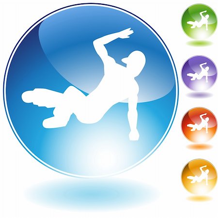 simsearch:400-05181303,k - Breakdancer crystal icon isolated on a white background. Stock Photo - Budget Royalty-Free & Subscription, Code: 400-04661761