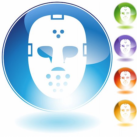 simsearch:400-04849066,k - Hockey mask helmet crystal icon isolated on a white background. Foto de stock - Super Valor sin royalties y Suscripción, Código: 400-04661779