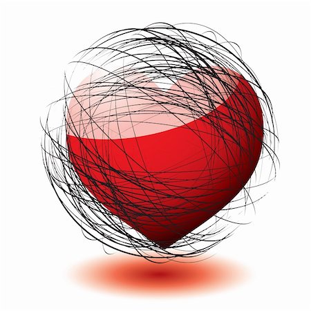 simsearch:400-08339075,k - Abstract love heart concept with scribble ball and shadow Foto de stock - Super Valor sin royalties y Suscripción, Código: 400-04661830