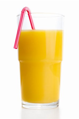 simsearch:400-04585282,k - Glass of fresh orange juice with tube. Isolated on white background Stock Photo - Budget Royalty-Free & Subscription, Code: 400-04661850