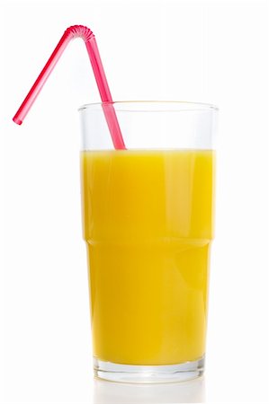 simsearch:400-04585282,k - Glass of fresh orange juice with tube. Isolated on white background Stock Photo - Budget Royalty-Free & Subscription, Code: 400-04661851