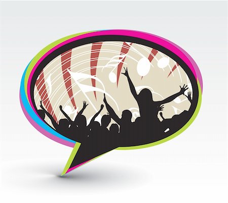simsearch:400-04791118,k - A crowd of party people vector with music concept with messenger window icon, vector illustration Stock Photo - Budget Royalty-Free & Subscription, Code: 400-04662010