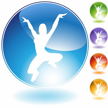 simsearch:400-04849066,k - Leaping dancer crystal icon isolated on a white background. Foto de stock - Super Valor sin royalties y Suscripción, Código: 400-04662232