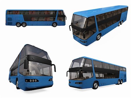 doubledecker - Isolated collection of blue bus Photographie de stock - Aubaine LD & Abonnement, Code: 400-04662299