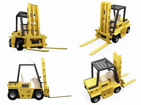 simsearch:400-04167254,k - Isolated collection of fork truck Stock Photo - Budget Royalty-Free & Subscription, Code: 400-04662347