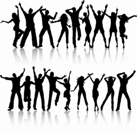 Silhouettes of people dancing on white background Stock Photo - Budget Royalty-Free & Subscription, Code: 400-04662406