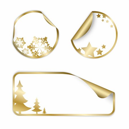 simsearch:693-06667980,k - Christmas vector labels and stickers (golden and white) Stock Photo - Budget Royalty-Free & Subscription, Code: 400-04662416