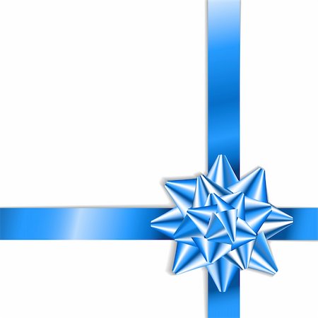 simsearch:400-06172940,k - Blue bow on a blue ribbon with white background - vector Christmas card Foto de stock - Royalty-Free Super Valor e Assinatura, Número: 400-04662424