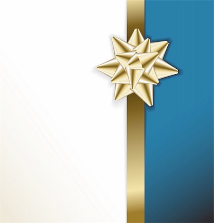 simsearch:400-06172940,k - golden bow on a ribbon with white and blue  background - vector Christmas card Photographie de stock - Aubaine LD & Abonnement, Code: 400-04662425