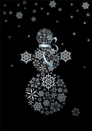 simsearch:400-04662430,k - Stylized snowman made from silver snowflakes (vector) Foto de stock - Super Valor sin royalties y Suscripción, Código: 400-04662437