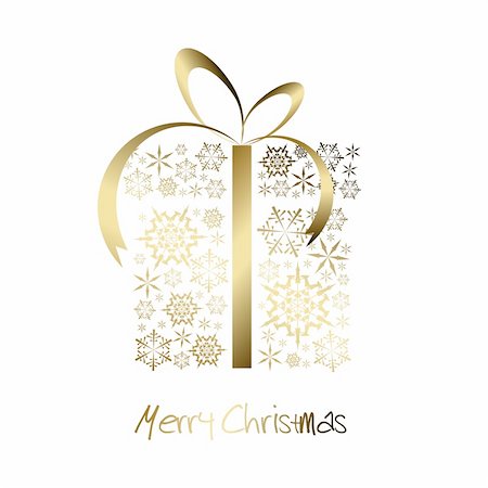 simsearch:400-04762703,k - Christmas present box made from golden snowflakes on white background Stock Photo - Budget Royalty-Free & Subscription, Code: 400-04662433