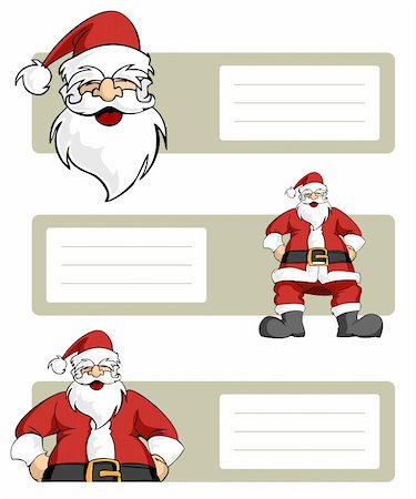 simsearch:400-04664045,k - Happy Santa Claus planes variations with blank striped labels to write. White background. Vector illustration Foto de stock - Super Valor sin royalties y Suscripción, Código: 400-04662444