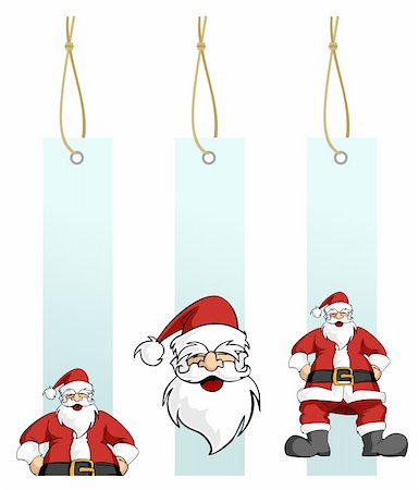 simsearch:400-04805110,k - Happy Santa Claus in different light blue hanging tags. White background. Vector illustration Stock Photo - Budget Royalty-Free & Subscription, Code: 400-04662446