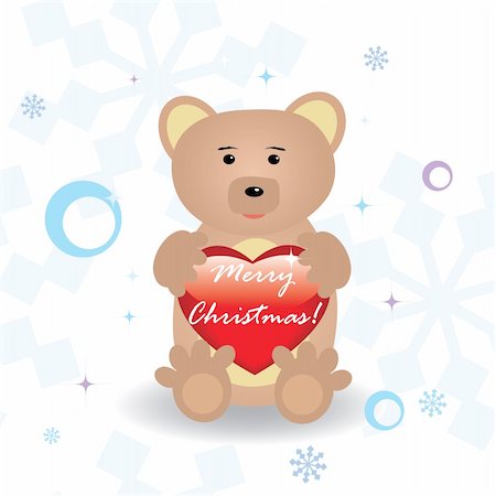 simsearch:400-04662476,k - Cute little bear with heart for your christmas design. Vector illustration. Stock Photo - Budget Royalty-Free & Subscription, Code: 400-04662467