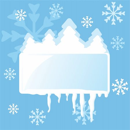 simsearch:400-04656297,k - Abstract winter frame with fir-trees, snowflakes and icicles for your design. Vector illustration. Photographie de stock - Aubaine LD & Abonnement, Code: 400-04662461