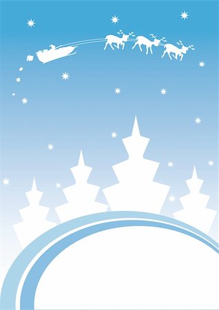 simsearch:400-04195359,k - Christmas greeting card with Santa's sledge and abstract fir-trees. Vector illustration. Foto de stock - Super Valor sin royalties y Suscripción, Código: 400-04662463