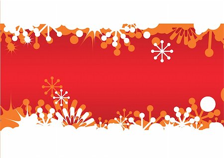 simsearch:400-04752385,k - Red Christmas and New Year's frame with snowflakes, stars and space for text. Vector illustration. Photographie de stock - Aubaine LD & Abonnement, Code: 400-04662481