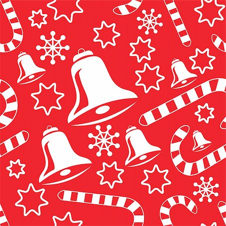 striped wrapping paper - Seamless pattern with christmas bells, candy canes, snowflakes and stars. Vector illustration for your design. Stock Photo - Budget Royalty-Free & Subscription, Code: 400-04662482