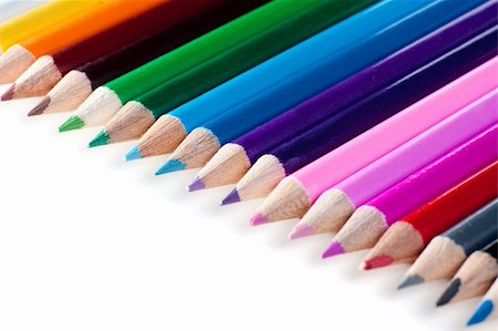 simsearch:400-04699407,k - Set of pencils of different colors on white background Stockbilder - Microstock & Abonnement, Bildnummer: 400-04662579