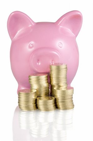 simsearch:400-05356756,k - piggy bank and piles of coins Stock Photo - Budget Royalty-Free & Subscription, Code: 400-04662656