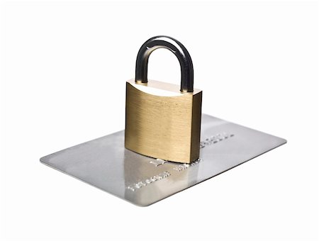 Credit card and a padlock isolated on a white background Stock Photo - Budget Royalty-Free & Subscription, Code: 400-04662705