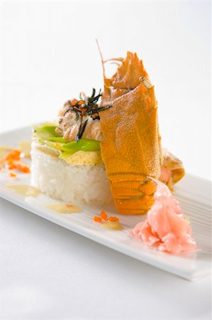 simsearch:400-08051513,k - Sushi served on white plates Stock Photo - Budget Royalty-Free & Subscription, Code: 400-04663094