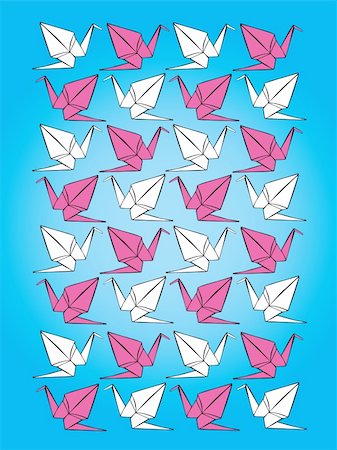 symmetrical animals - origami paper crane vector pattern Stock Photo - Budget Royalty-Free & Subscription, Code: 400-04663099