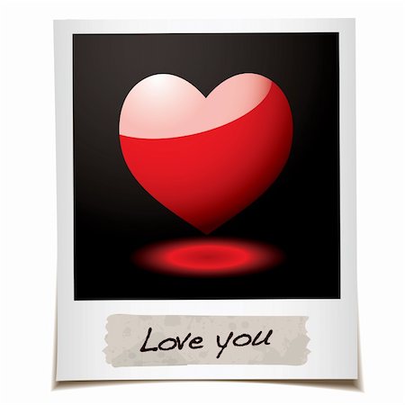 Instant photograph with red love heart and message Foto de stock - Super Valor sin royalties y Suscripción, Código: 400-04663109