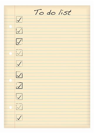 simsearch:400-04663106,k - To do list on aged a4 paper with lines Stock Photo - Budget Royalty-Free & Subscription, Code: 400-04663115