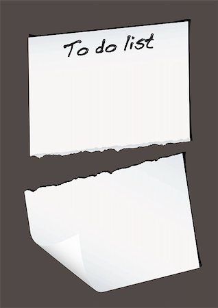 paper torn curl - Single piece of white paper torn in half with to do list Stock Photo - Budget Royalty-Free & Subscription, Code: 400-04663118