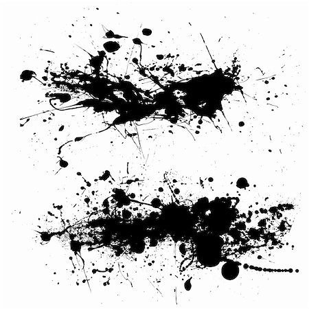 simsearch:400-04497286,k - Two ink splat designs with dribble and paint spots Stock Photo - Budget Royalty-Free & Subscription, Code: 400-04663111