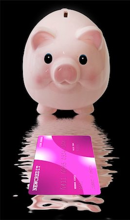 simsearch:400-04994290,k - Piggy Bank with Credit Card Fotografie stock - Microstock e Abbonamento, Codice: 400-04663294
