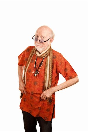 simsearch:400-04670518,k - Skeptical New Age Man in Bright Orange Shirt Stock Photo - Budget Royalty-Free & Subscription, Code: 400-04663444