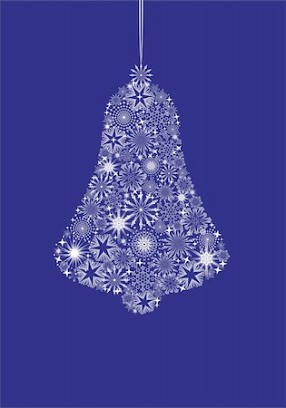 simsearch:400-05920158,k - Christmas bell, snowflakes ball white vector illustration Stock Photo - Budget Royalty-Free & Subscription, Code: 400-04663532