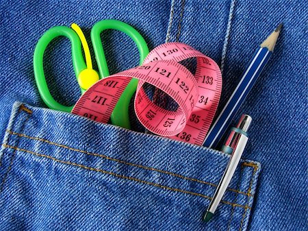 stitching tools - some tools in the denim pocket Stock Photo - Budget Royalty-Free & Subscription, Code: 400-04663862