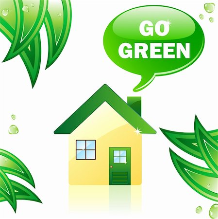 simsearch:400-04667131,k - Go Green Glossy House. Editable Vector Image Stockbilder - Microstock & Abonnement, Bildnummer: 400-04674696