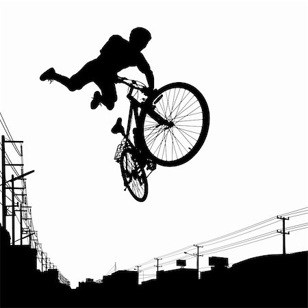 Vector illustration of a boy jumping with his bike Stock Photo - Budget Royalty-Free & Subscription, Code: 400-04674704