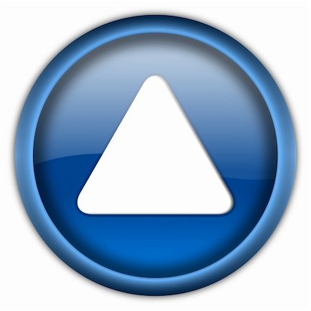 Blue glossy button with white triangle turned up isolated over white background Fotografie stock - Microstock e Abbonamento, Codice: 400-04674763