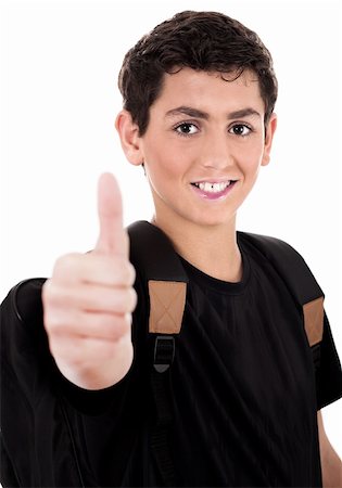 simsearch:400-05745952,k - Teenager shows thumbs up on white background Stock Photo - Budget Royalty-Free & Subscription, Code: 400-04674801