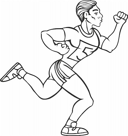 Cartoon drawing of a man running in a race isolated on a white background. Stock Photo - Budget Royalty-Free & Subscription, Code: 400-04674883