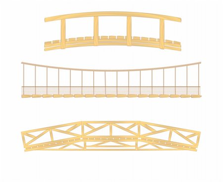 wooden and hanging bridge vector illustrations Stock Photo - Budget Royalty-Free & Subscription, Code: 400-04674989
