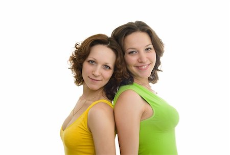 simsearch:400-03996855,k - Picture of happy two sisters In colorful clothes, isolated on white background Stock Photo - Budget Royalty-Free & Subscription, Code: 400-04675230