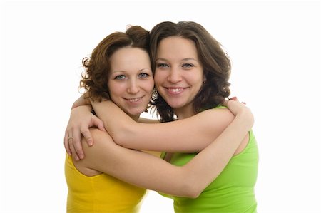 simsearch:400-03996855,k - Picture of happy two sisters In colorful clothes, isolated on white background Stock Photo - Budget Royalty-Free & Subscription, Code: 400-04675246